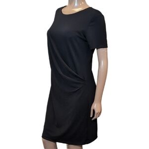 🩵Banana Republic Black Knee Length Sheath Dress Wrap Style Short Sleeve